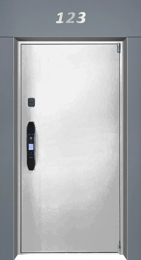 Стальная дверь «Система» с умным замком светло-серый в Зубцове